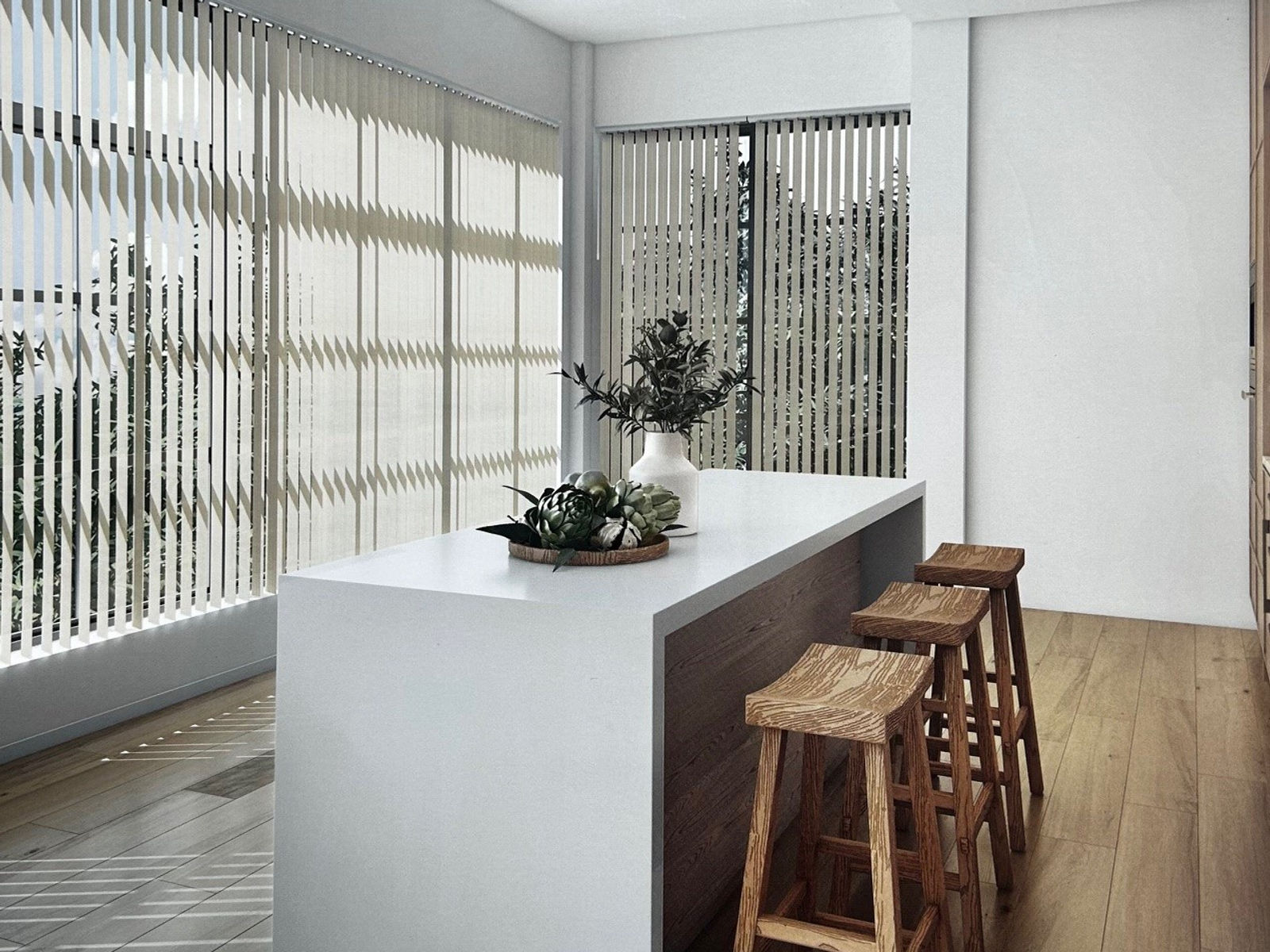 Vertical blinds across a patio door