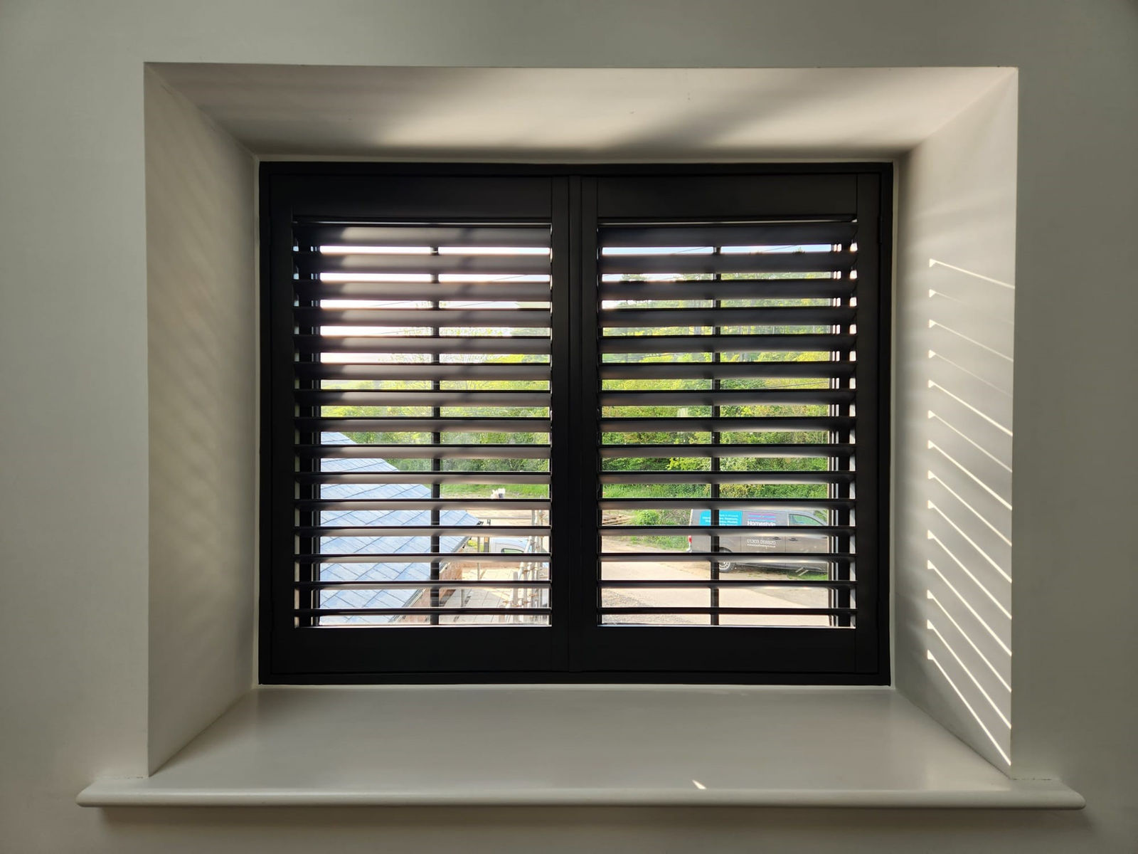 Black wood shutter
