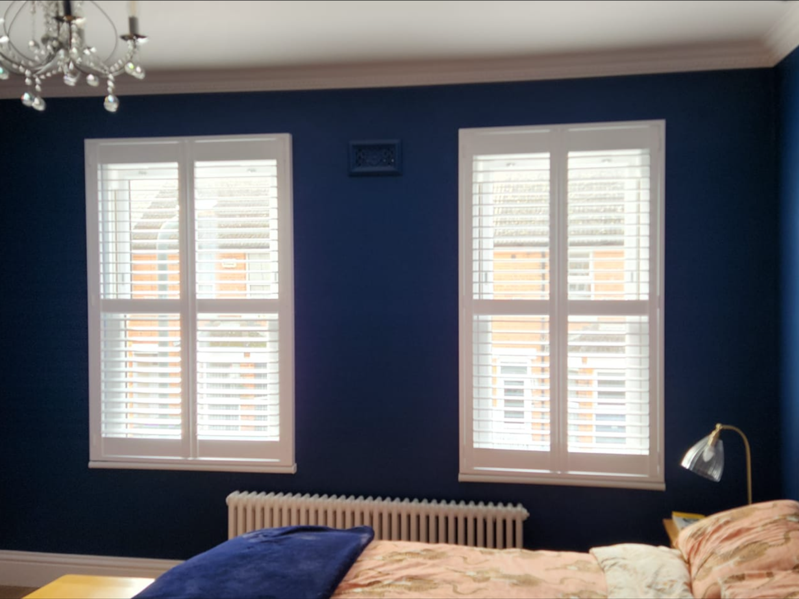 Pure white plantation shutters