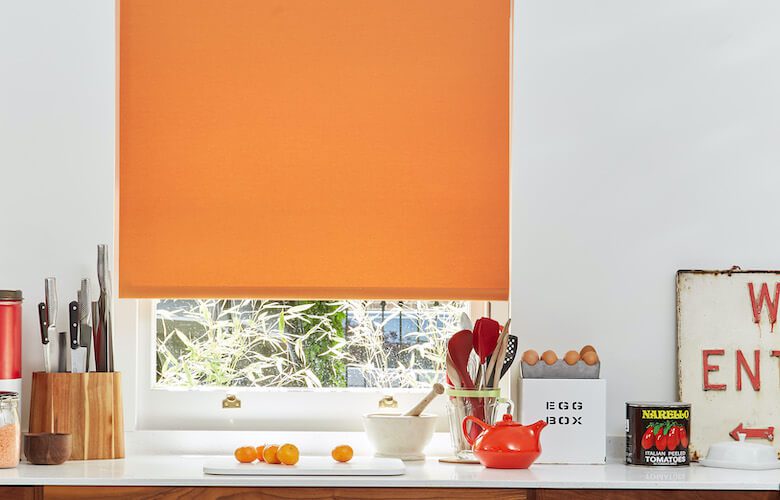 Orange Roller Blind in the Kitchen